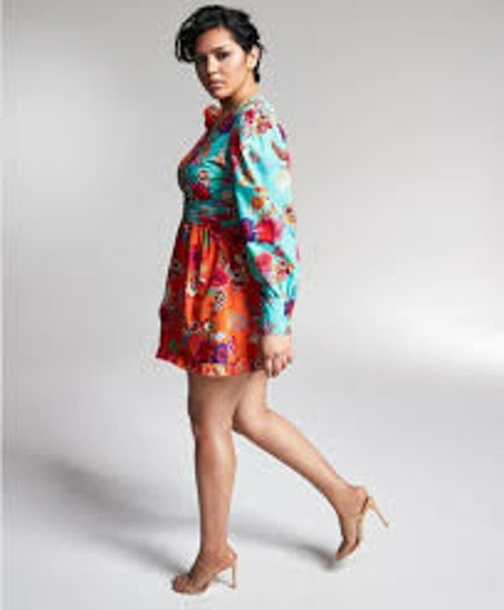 Misa Hylton for INC International Concepts Ruffle V-neck Mini Dress L-XL